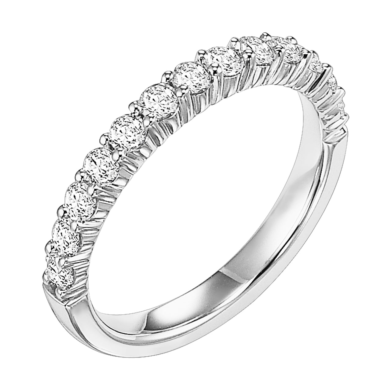 Fink's 14K White Gold 13 Stone Shared Prong Wedding Band